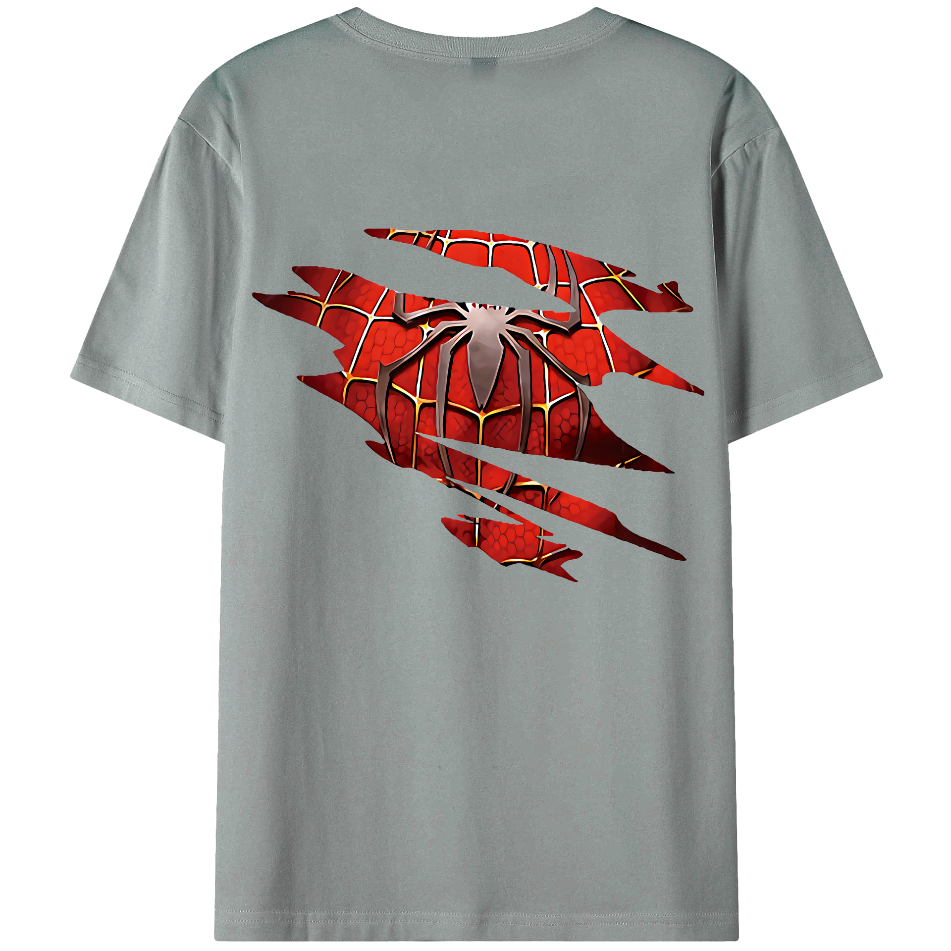 （画像用） Spider Man スパイダーマン 綿100％ メンズ半袖Tシャツ（バックプリント） 通気性
